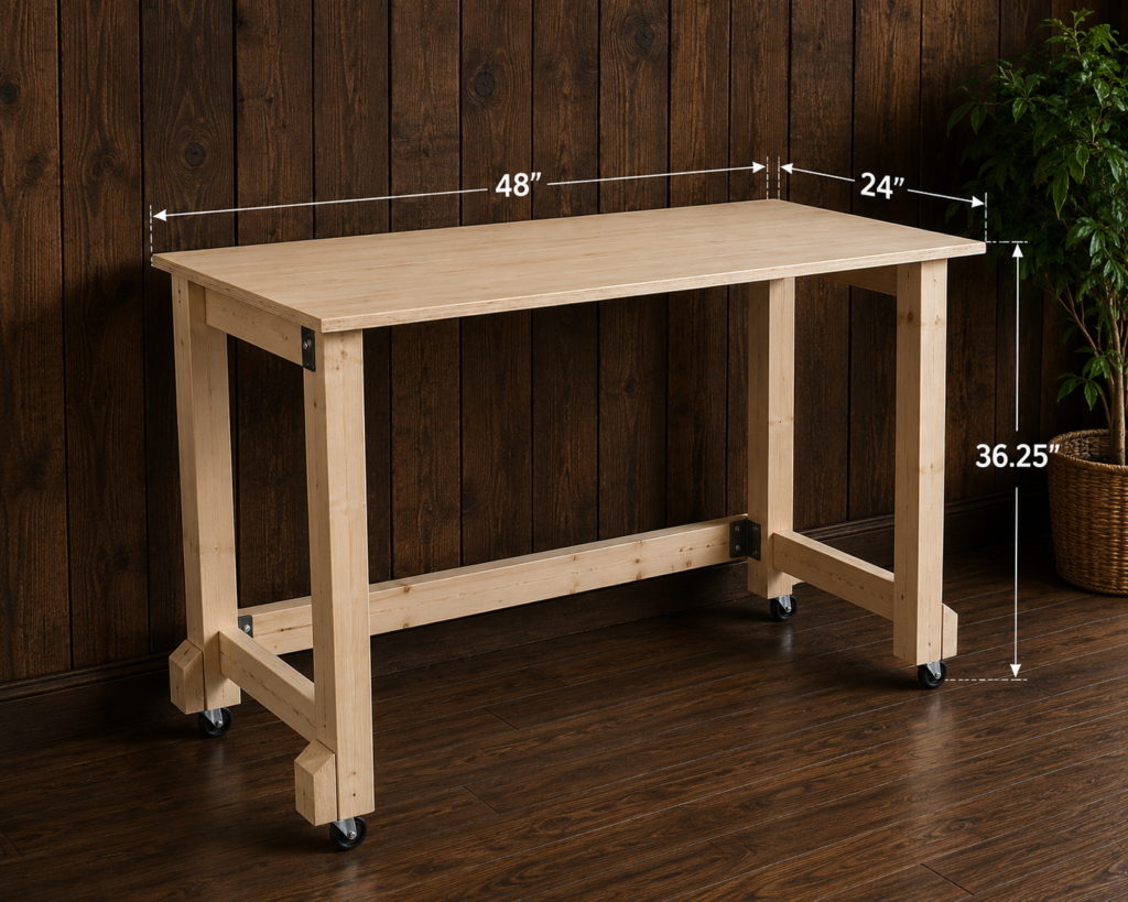 Folding Workbench Plans — Portable Work Table on Wheels